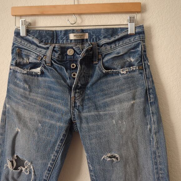 Moussy Vintage Denim Jeans Womens 28" Distressed Button Fly Fray Ankle Japan - Picture 3 of 7